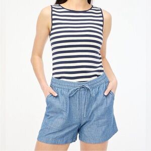 J. Crew Cotton Chambray Drawstring Pull On Shorts Size: L Inseam: 2.5”